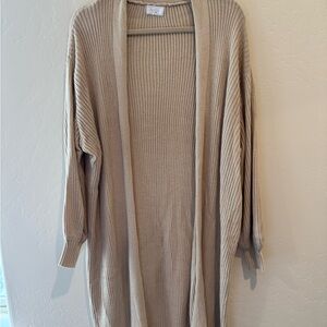 Sage Ribbed Beige Duster Cardigan